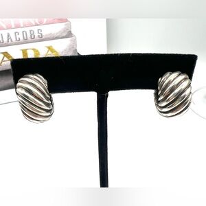 David Yurman Cable Shrimp Earrings Sterling 925 YellowGold 14k Pierced